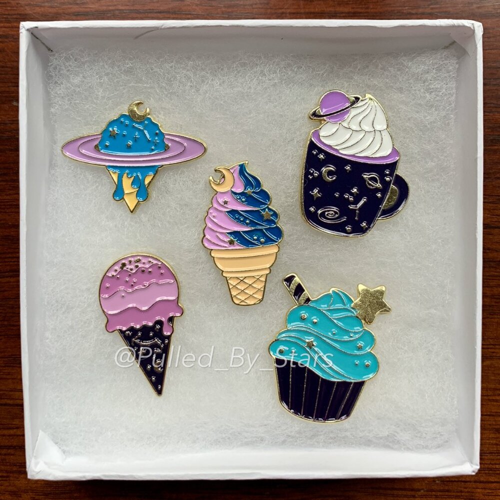 Celestial Galactic Sweets & Treats Alloy Pin 5-Piece Set - Brand New in Gift Box